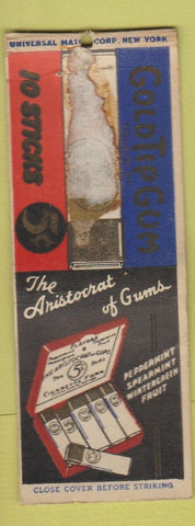 Matchbook Cover - Gold Tip Gum UNIVERSAL LONG BOBTAIL WORN