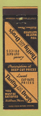 Matchbook Cover - Thrifty Cut Rate Drugs Willmar MN