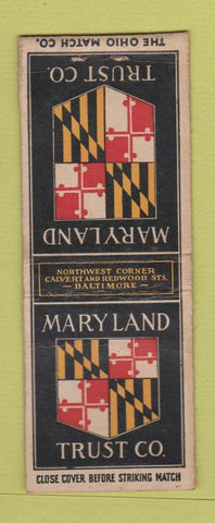 Matchbook Cover - Maryland Trust Baltimore MD OHIO MATCH LONG BOBTAIL