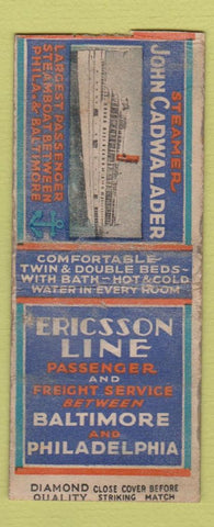 Matchbook Cover - Ericsson Line Cruise Baltimore Philadelphia DQ BOBTAIL WORN