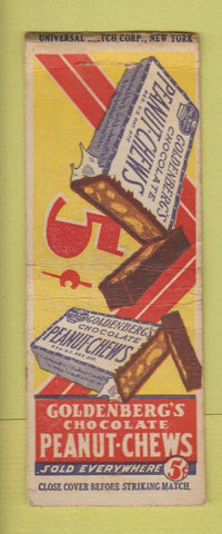 Matchbook Cover - Goldenberg's Chocolate Peanut Chews Candy Bar BOBTAIL WEAR