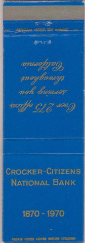 Matchbook Cover - Crocker Citizens National Bank CA