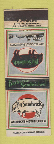 Matchbook Cover - Pig Sandwich Lunch BBQ