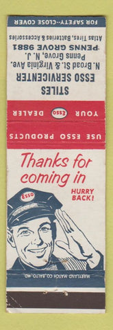 Matchbook Cover - Esso Oil Gas Stiles Penns Grove NJ