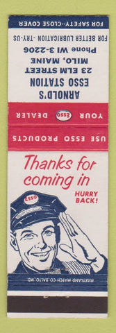 Matchbook Cover - Esso Oil Gas Arnold's Milo ME