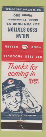 Matchbook Cover - Esso Oil Gas Milan TN low phone #