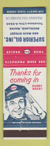 Matchbook Cover - Esso Oil Gas Superior Oil Rockland ME