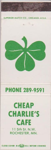 Matchbook Cover - Cheap Charlie's Cafe Rochester MN cloves