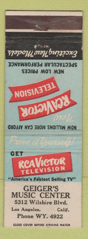 Matchbook Cover - RCA Victor TV Geiger's Music Los Angeles CA