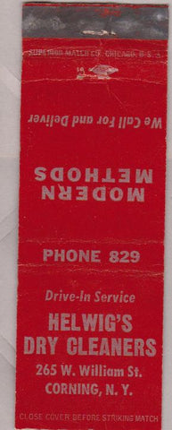Matchbook Cover - Helwig's Dry Cleaners Corning NY