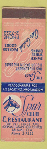 Matchbook Cover - Spur Club Restaurant Miami FL feature