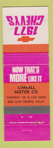 Matchbook Cover - 1977 Chevrolet Kimball Motors San Luis Obispo CA WEAR
