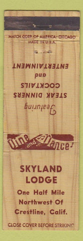Matchbook Cover - Skyland Lodge Crestline CA WEAR