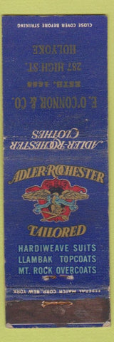Matchbook Cover - Adler Rochester Tailors Clothes Holyoke MA Federal WEAR