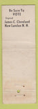 Matchbook Cover - James Cleveland State Senate Boscawen New London CT WORN
