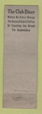 Matchbook Cover - Club Diner Johnstown PA STAR MATCH WEAR
