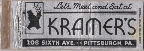 Matchbook Cover - Kramer's Pittsburg PA Restaurant WEAR