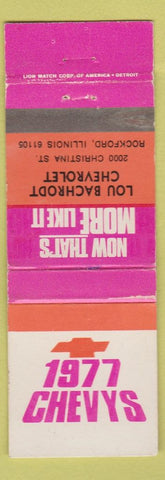 Matchbook Cover - 1977 Chevrolet Lou Bachrodt Rockford IL WEAR