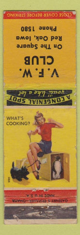 Matchbook Cover - VFW Club Red Oak IA low phone # pinup WEAR