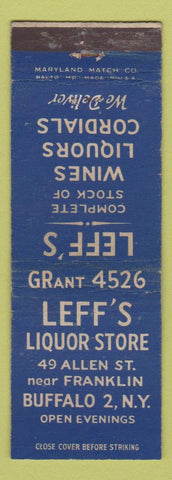 Matchbook Cover - Leff's Liquor Store Bufaflo NY