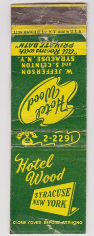 Matchbook Cover - Hotel Wood Syracuse NY WEAR
