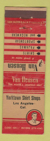 Matchbook Cover - Yorktown Shirts Van Heusen Men's Clothes Los Angeles CA