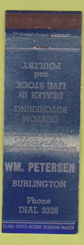 Matchbook Cover - WM Petersen Burlington WI? Butcher WEAR