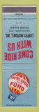 Matchbook Cover - 1967 Ford Coffey Motors Kaukauna WI