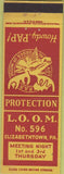 Matchbook Cover - Moose Lodge Elizabethtown PA