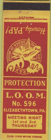 Matchbook Cover - Moose Lodge Elizabethtown PA