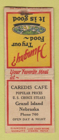 Matchbook Cover - Caredis Cafe Grand Island NE low phone DQ BOBTAIL WEAR