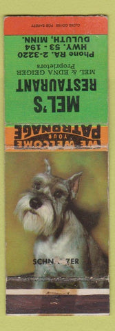 Matchbook Cover - Mel's Restaurant Duluth MN WEAR