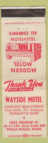 Matchbook Cover - Wayside Motel Walla Walla WA WEAR