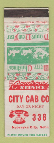 Matchbook Cover - City Cab Taxi Nebraska City NE low phone # Christmas