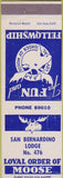 Matchbook Cover - Moose Lodge San Bernardino CA