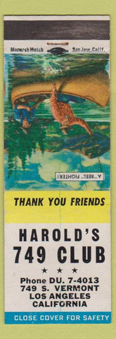Matchbook Cover - Harold's 749 Club Los Angeles CA