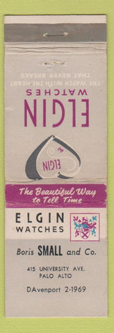 Matchbook Cover - Elgin Watches Palo Alto CA Bors Small