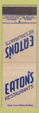 Matchbook Cover - Eaton's Restaurants Los Angeles CA KING MIDAS
