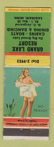 Matchbook Cover - Grand Lake Resort Saginaw MN pinup WEAR