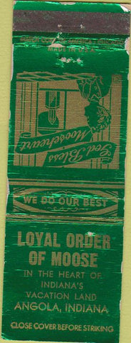 Matchbook Cover - Moose Lodge Angola IN