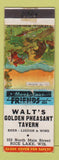 Matchbook Cover - Walt's Golden Pheasant Taver nRice Lake WI WEAR