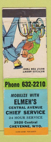 Matchbook Cover - Elmer's Chief Service oil gas Cheyenne WY WEAR