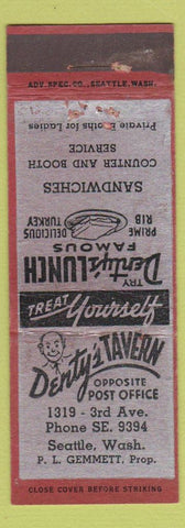 Matchbook Cover - Denty's Tavern Seattle WA