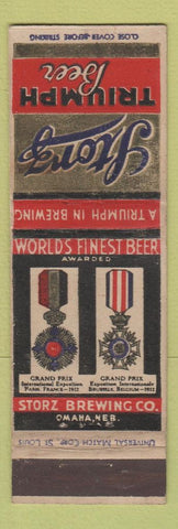 Matchbook Cover - Storz Triumph Beer Omaha NE UNIVERSAL LONG