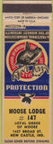 Matchbook Cover - Moose Lodge New Castle IN
