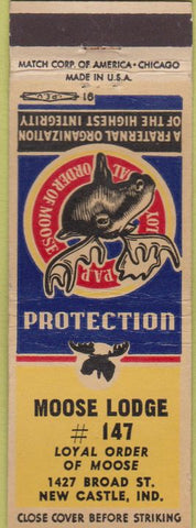 Matchbook Cover - Moose Lodge New Castle IN