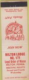 Matchbook Cover - Moose Lodge Milton PA