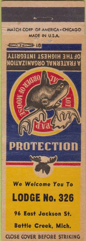 Matchbook Cover - Moose Lodge Battle Creek MI