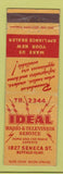 Matchbook Cover - Ideal Radio TV Buffalo NY