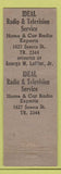 Matchbook Cover - Ideal Radio TV Buffalo NY